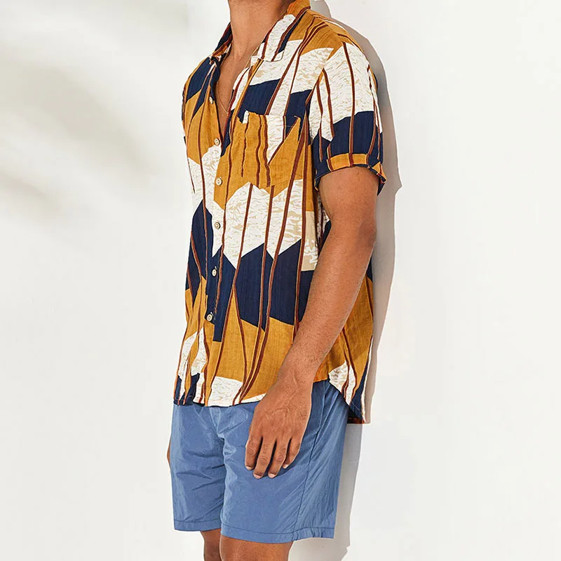 

Summer Hawaiian Short Sleeve Blouse Men's Tops T-Shirt Loose Floral Tops Casual Beach Party Short Sleeve T Shirt