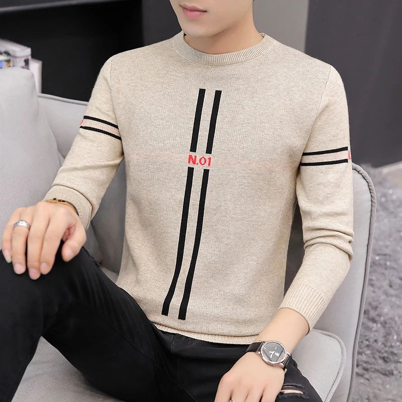 

Хлопковый свитер, мужские пуловеры с длинным рукавом, мужская верхняя одежда, Свитера с круглым вырезом, топы, тонкий вязаный свитер, Homme сви...