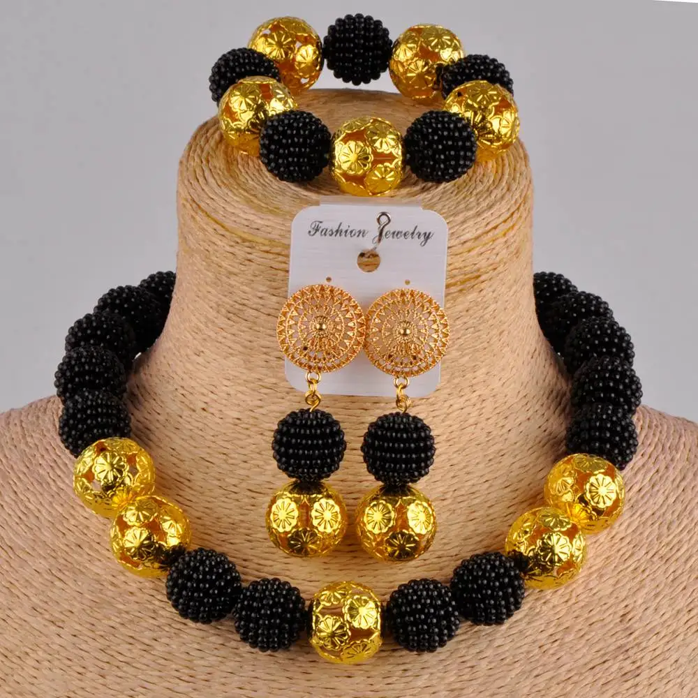 

fashion nigerian wedding set black women costume necklace african jewelry set FZZ15-02