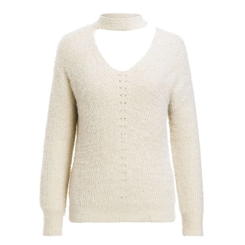 Женский трикотажный свитер с открытыми плечами синий Повседневный пуловер