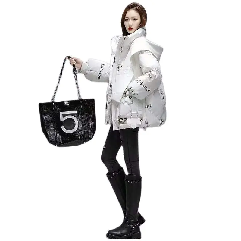 

Women's 2021 New Short Fashionable Loose Thickened White Duck Down Bread Winter Women Tops And Blouses Ladies Puffer Jackets