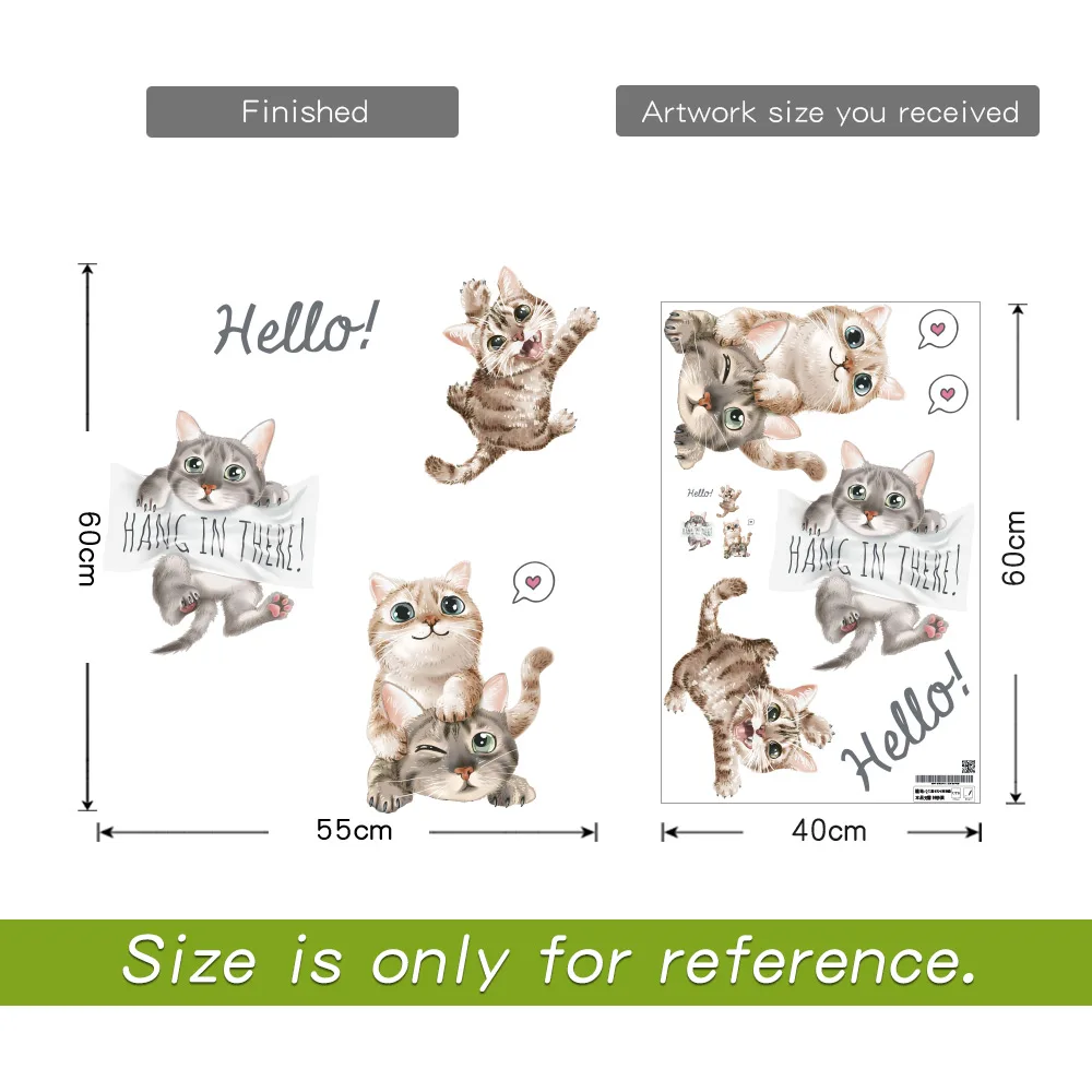 

New bedroom wall stickers cartoon cat kids room stickers door stickers living room baby room home decoration