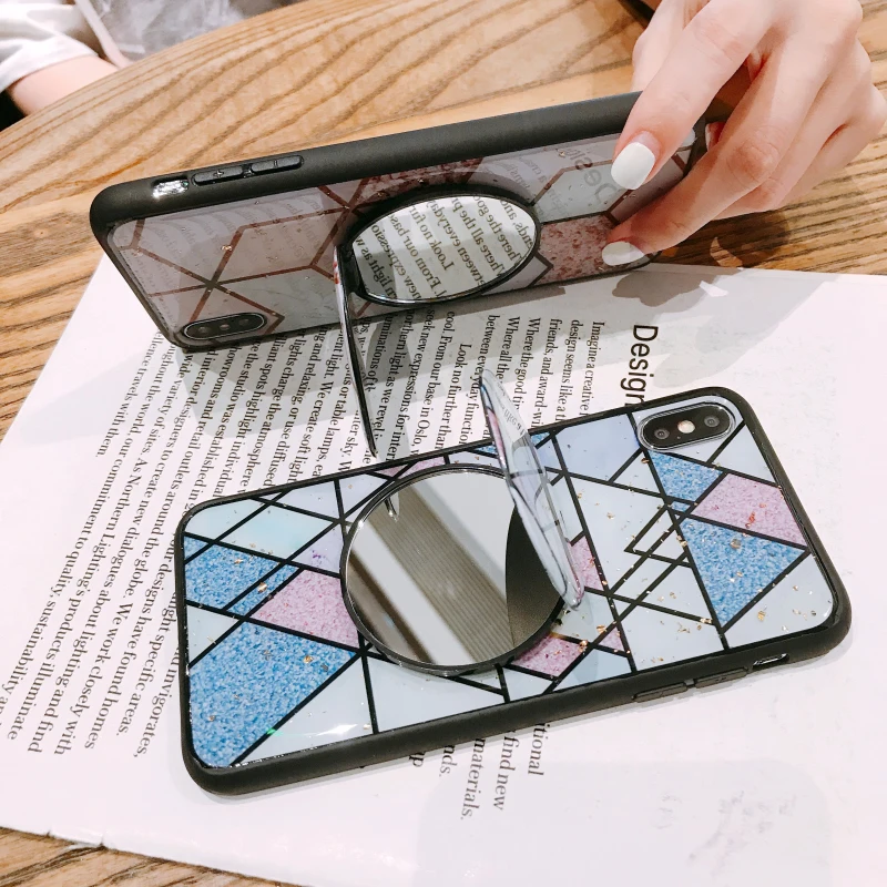 Diamond Epoxy Cosmetic Mirror Phone Case For iPhone 11 pro max8 7 6 6s Plus X Xr Xs Max Cover huawei nova3 4 5 P20 P30 |