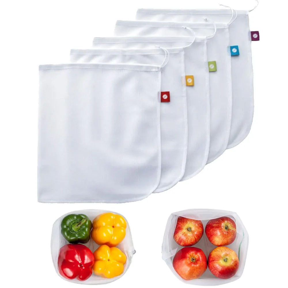 5 шт. Сетчатая Сумка овощная сетка для Фруктов Многоразовые производящие сумки