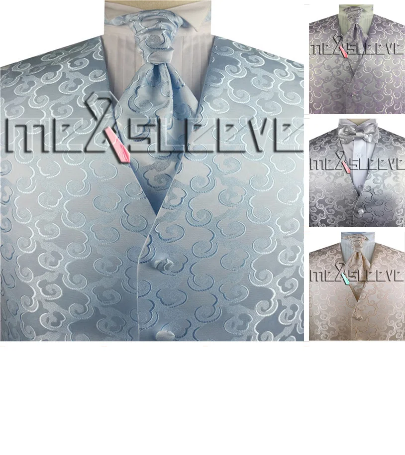 free shipping Men's bridegroom elegant cloudy pattern fabric waistcoat set