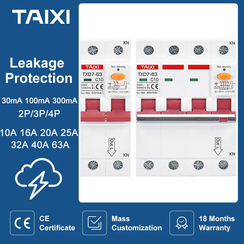 

ELCB Industrial MCB RCBO RCCB 220V 380V AC Single / Three Phase Leakage Circuit Breaker Motor Protection Electrical Equipment