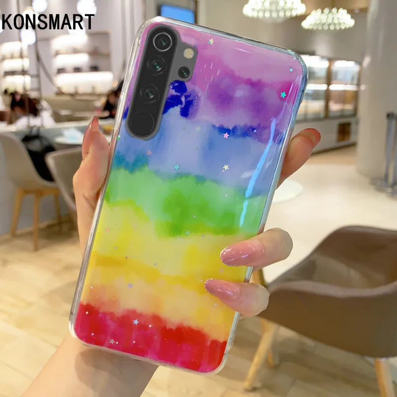 KONSMART Блестящий Радужный чехол со звездами для Xiaomi Redmi Note 8 Pro 7 роскошный