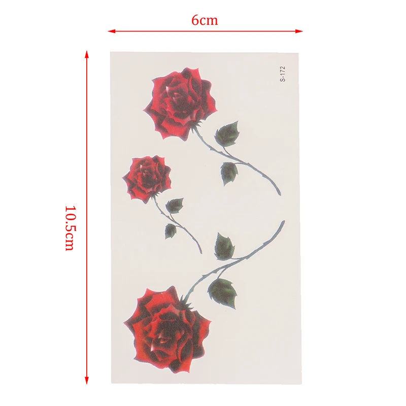 

1 Sheet Red Rose Temporary Tattoo Sticker Blossom Flower Art Tattoo Waterproof Flash Fake Tattoo Sticker