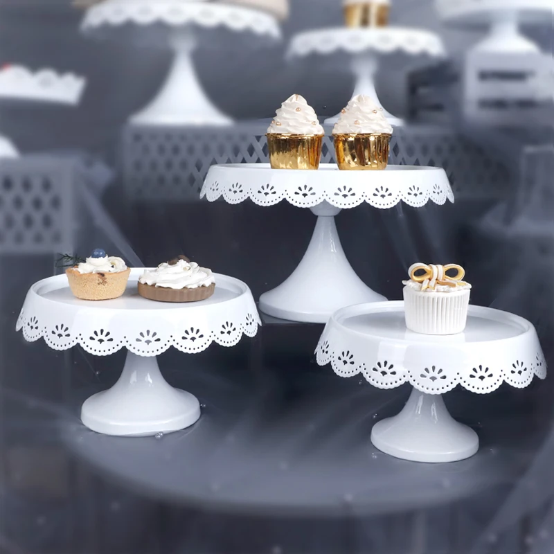 Белая кружевная металлический торт подставки для выпечки Кофе посуды ресторана