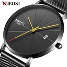 Новые простые ультратонкие деловые мужские часы NIBOSI с автоматической датой, спортивные водонепроницаемые повседневные наручные часы, кварцевые часы, мужские часы