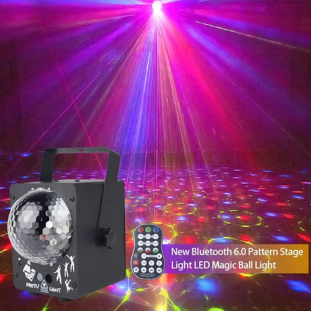 EU with Bluetooth Светодиодный светильник для сцены, диско-лазерный светильник RGB DJ лампа диско-шар, звуковая активированная Лампа для проектора, светильник для танцевальных залов, баров, вечерние, рождественские - Цвет: EU with Bluetooth