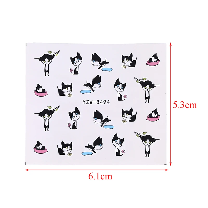 Водное тату-слайдер с кошкой украшение для ногтей полная упаковка 5 видов