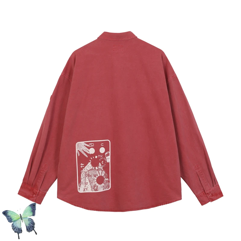 

Vintage Batik Red CAVEMPT C.E SHIRT Cav Empt Long Sleeve Shirts