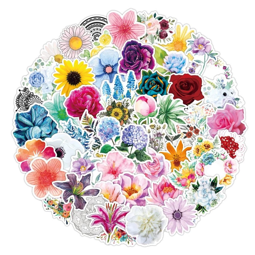 

100pcs Flowers Bloom Graffiti Scrapbook Stickers for Notebook libretas Laptop Bike Motorcycle Helmet Car Waterproof Sticker