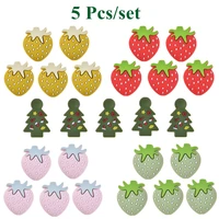 5 pcs food grade silicone beads strawberry shape baby teether beads newborn gum pain relieving sensory toys for baby nursing