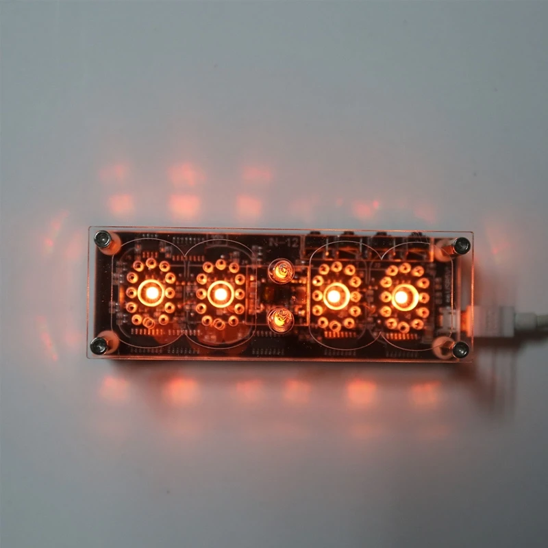 

IN-12 Glow Tube Clock Colorful 4 Digits LED Retro Clock Nursery Home Living Room Bedroom Decoration Nixie Clock U1JE