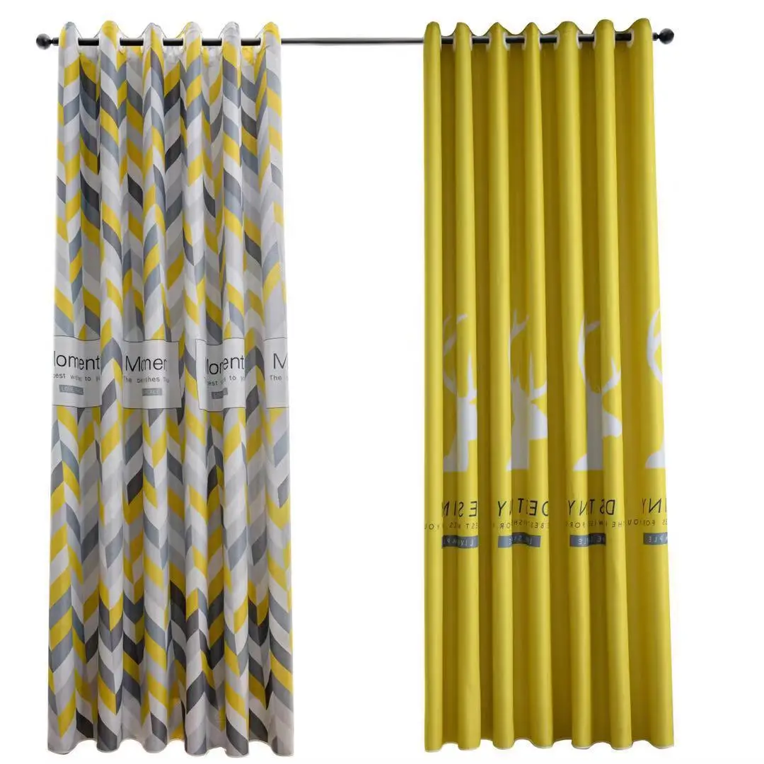 Нордическая Затемняющая занавеска с желтым полосатым принтом ткань для гостиной
