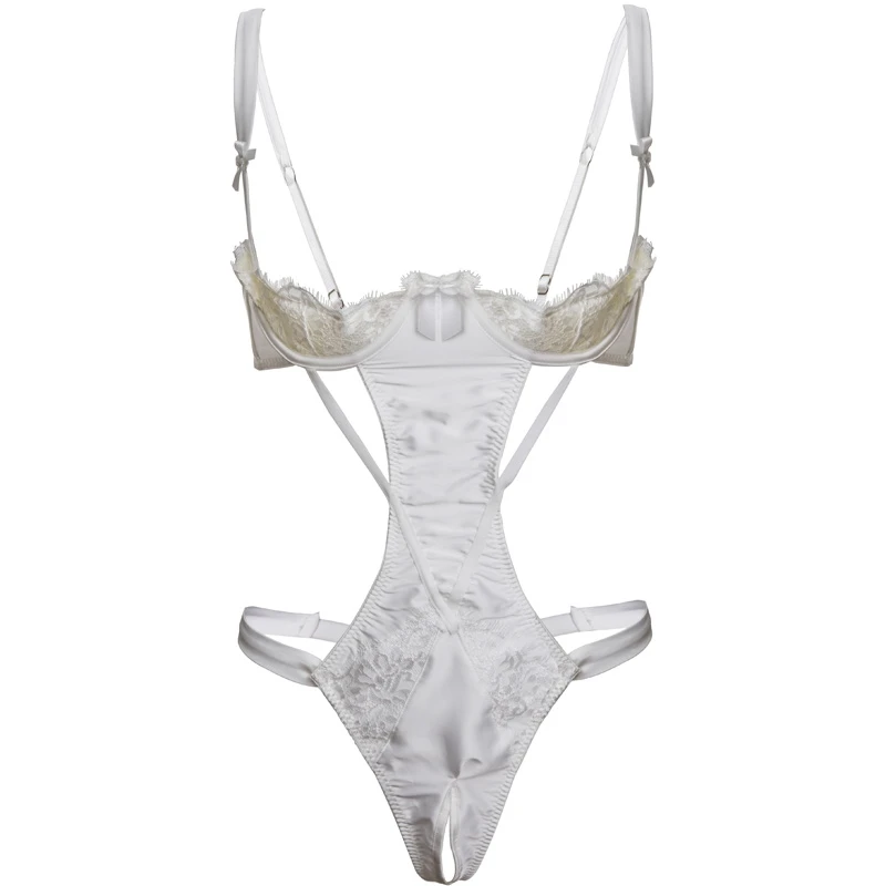 

New Bailitian Sexy Hollow Underwear Tube Aunt 10:30 D-054 Half Breast Jumpsuit with Steel Ring