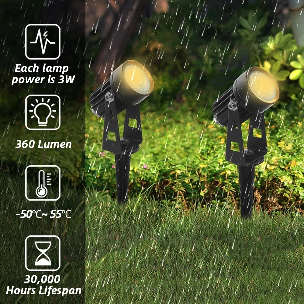 1 TO 6 RGB Garden Lights Outdoor LED Lawn Lamp 12V Input with Remote Control Courtyard Waterproof Path Spotlights EU/US Plug images - 6
