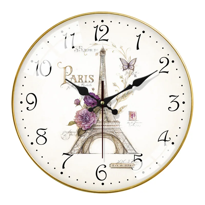 Настенные часы в европейском стиле бесшумные для кухни гостиной Золотые Ретро