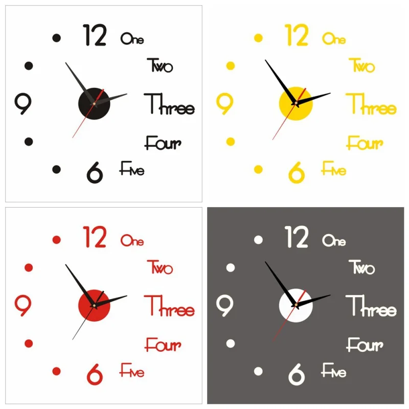Современные настенные часы креативные DIY цифры английская 3D зеркальная