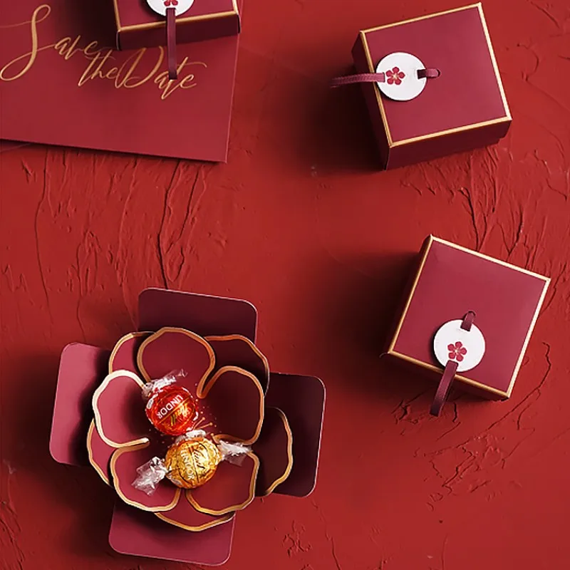 

30 шт., бумажные коробки для конфет в форме цветка