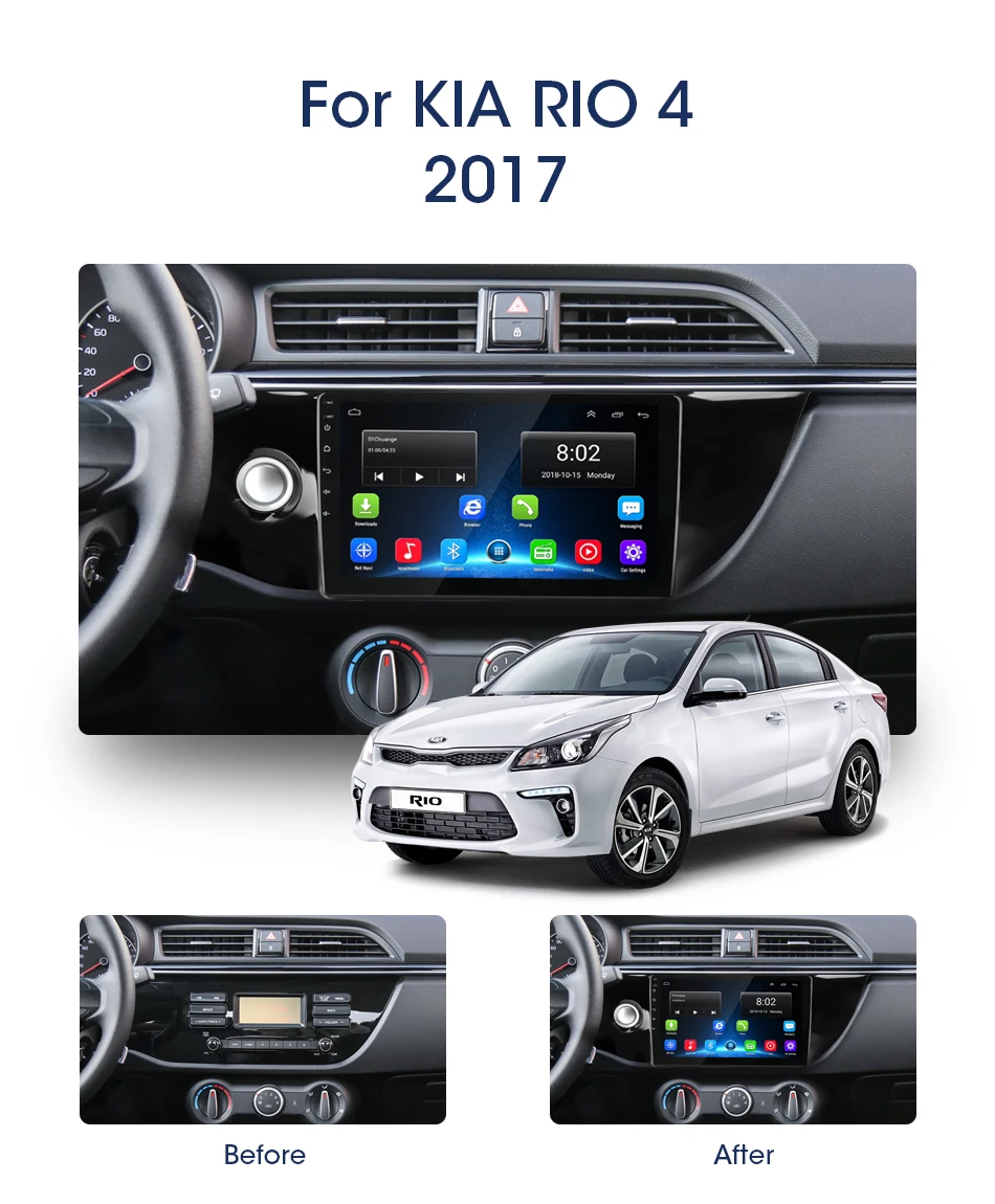 Vtopek 1" 4G wifi Android автомобильный Радио плеер 2G+ 32G DSP Мультимедиа Видео плеер 2 Din DVD gps навигация RDS для KIA RIO 4