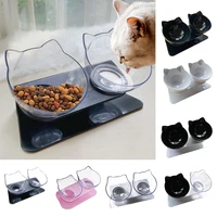 non slip cat double bowls with raised stand pet food water bowls for cats dogs feeders pet supplies products accessories sale