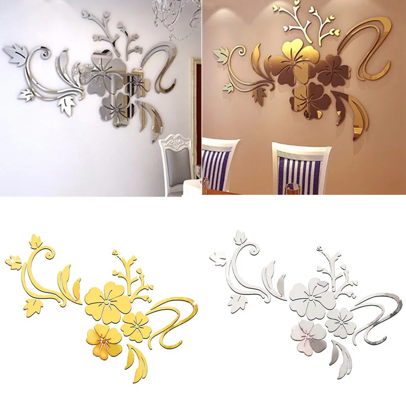 

4PCS Mirror Tiles Glass Self Adhesive Wall Stickers Square DIY Cosmetic Wall Sticker Kitchen Bedroom Home Decor 30 X 30cm