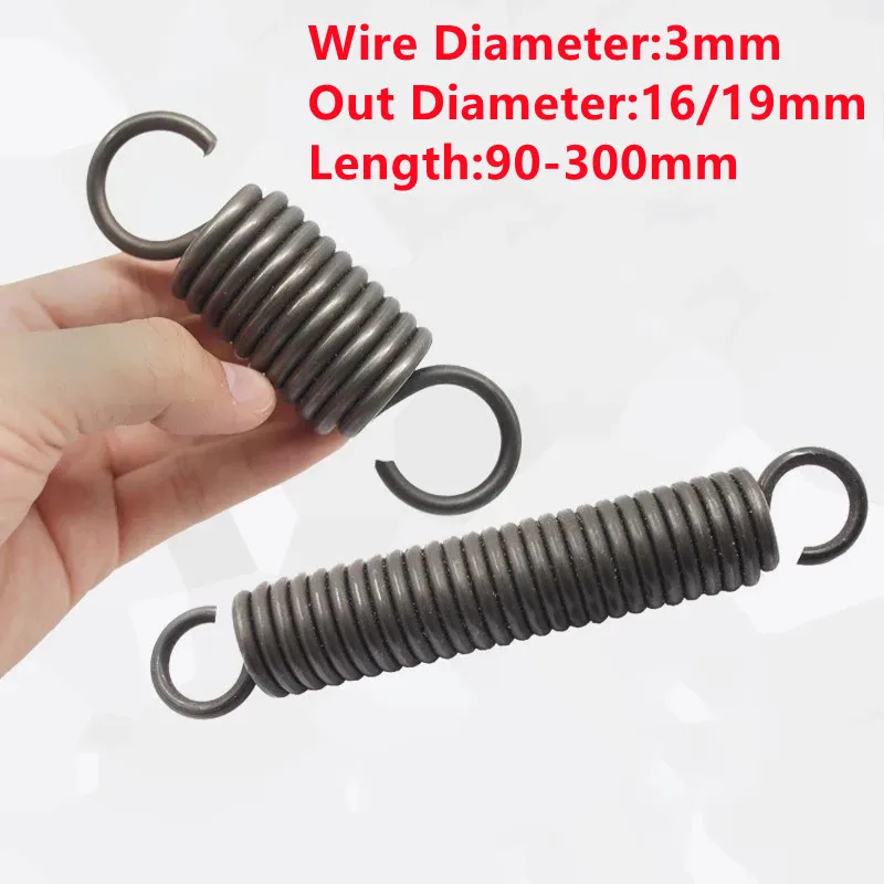 2PCS,Pullback Extension Tension Expansion Spring Hook 3mm Wire Dia 20 22mm Outer Diameter 80 90 100 120 150 200 250 300mm Length