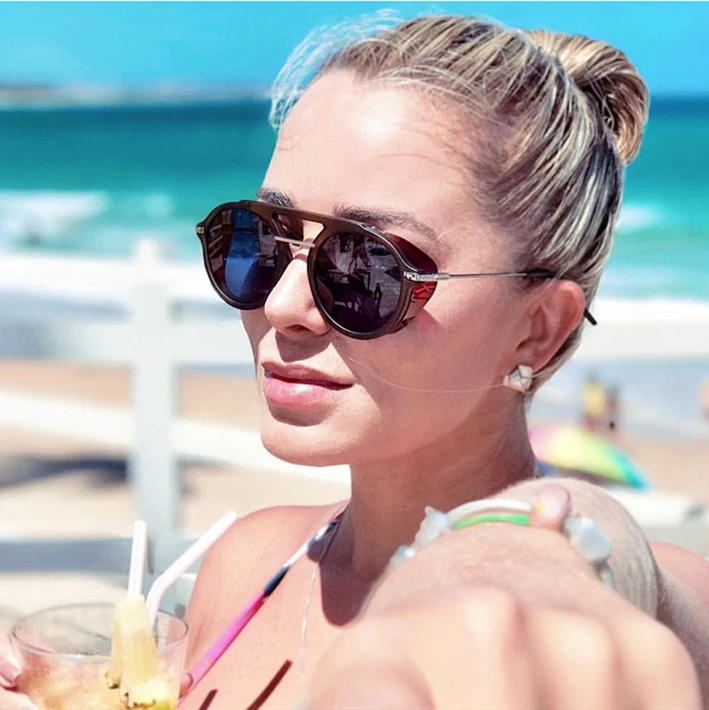 Солнцезащитные очки в стиле стимпанк женские винтажные круглые брендовые