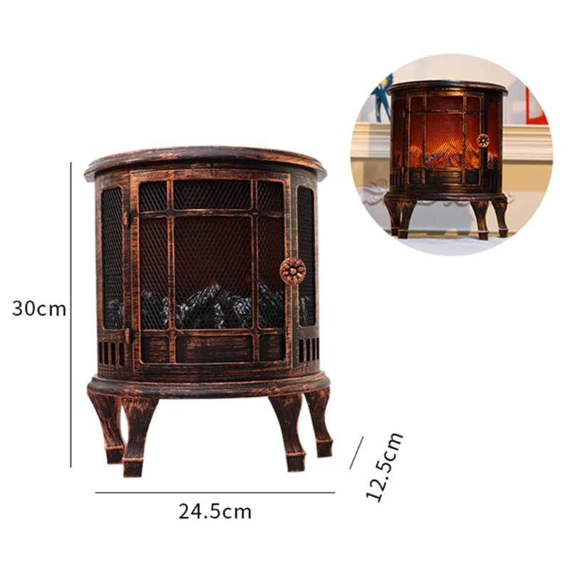 

LED Fireplace Lantern Decorative Flameless Log Fire Effect Vintage Lamp Battery USB Operated Table Light Decor