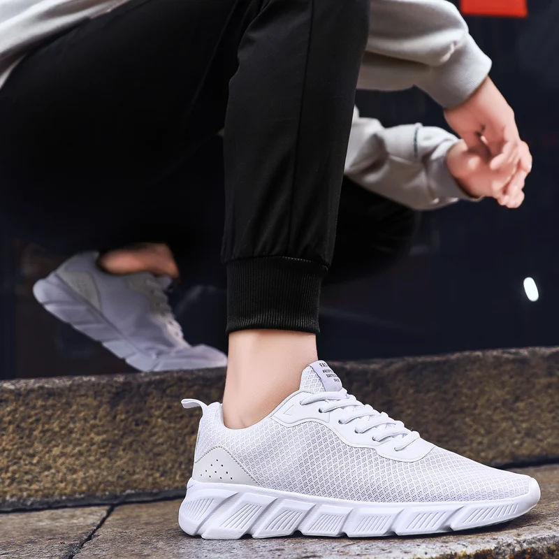 

2021 Summer Sneakers Men Mesh Breathable Lace Up Lightweight 3 Colors Shoes For Men Size 39-48