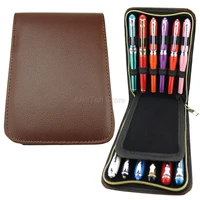 high quality fountain pen rollerball pen bag pencil case available for 12 pens coffee leather pen holder pouch