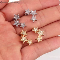 5 pairs trend women jewelry cz star stud earrings for woman piercing pendientes mujer moda 2021 in gold silver color