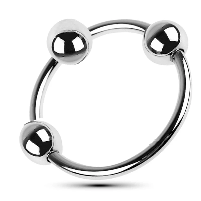 БДСМ три шара из нержавеющей стали головка члена кольцо для пениса увеличение