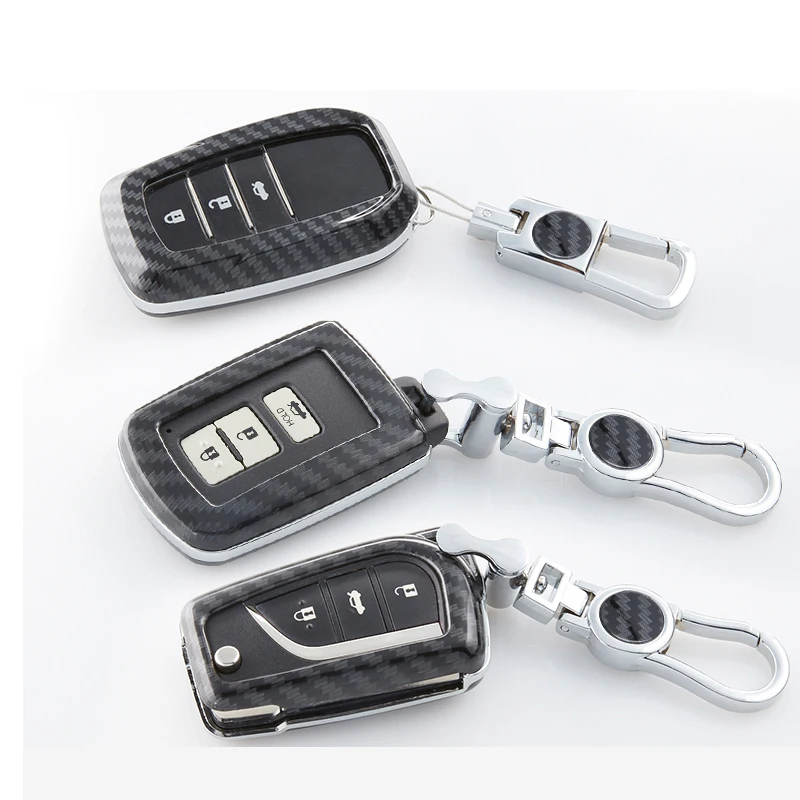 Чехол держатель для ключей из углеродного волокна чехол с цепочкой Toyota Yaris Camry high