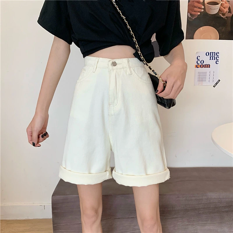 Summer women clothing shorts ulzzang Loose straight casual shorts student sports simple mujer wild harajuku denim jeans shorts