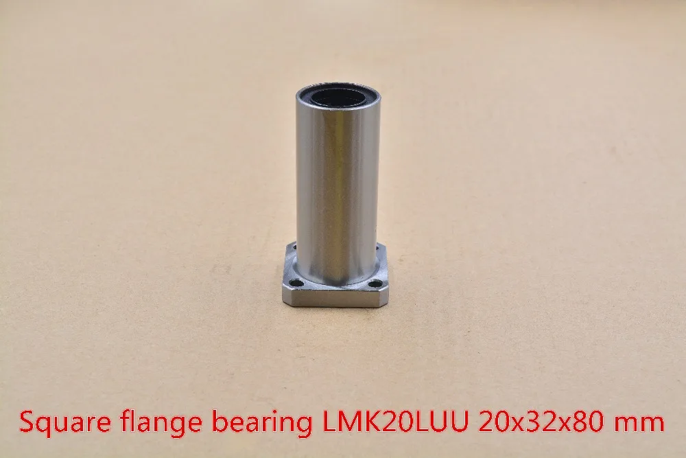 

20mmx32mmx80mm LMK20LUU square flange long linear ball bearing for 20mm rod round shaft cnc 1pcs
