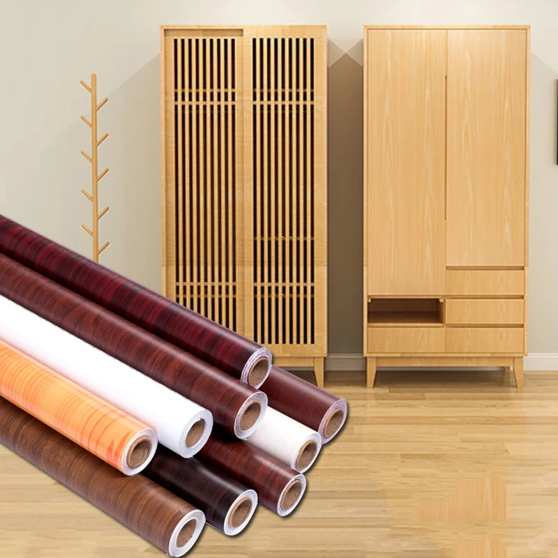 

1M Waterproof Wood Wallpaper Roll Self Adhesive Contact Doors Cabinet Desktop Modern Furniture Decorative Sticker Home Decor