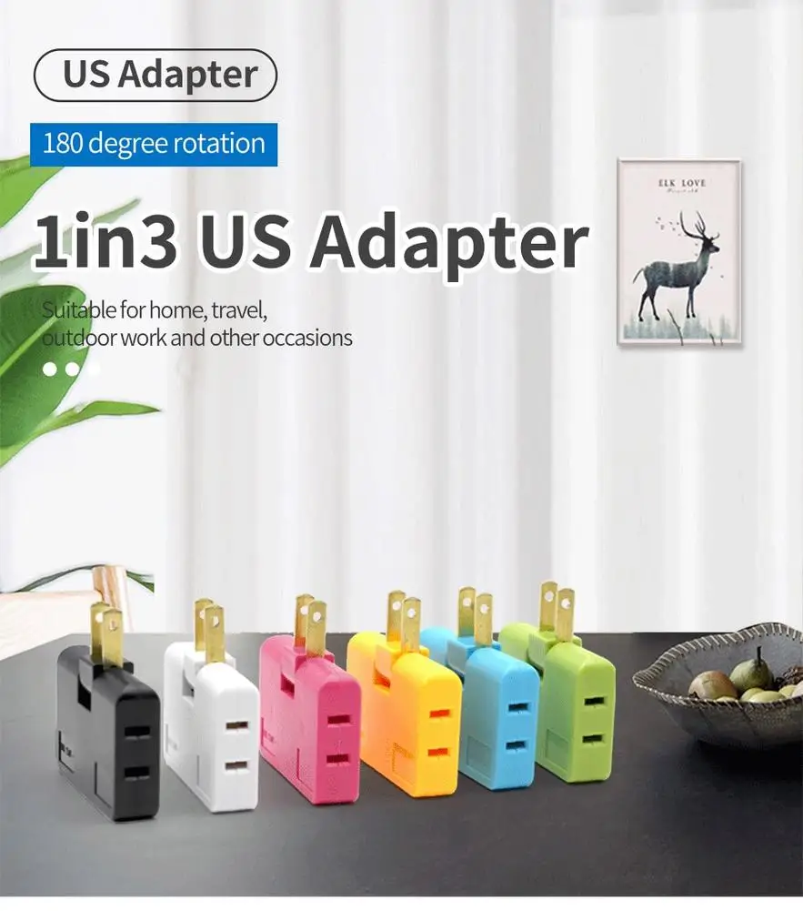 

180° Degree Rotation 1-in-3 Plug Suitable for Home Travel Outdoor Working or Other Occasions Copper Material Mini Shape