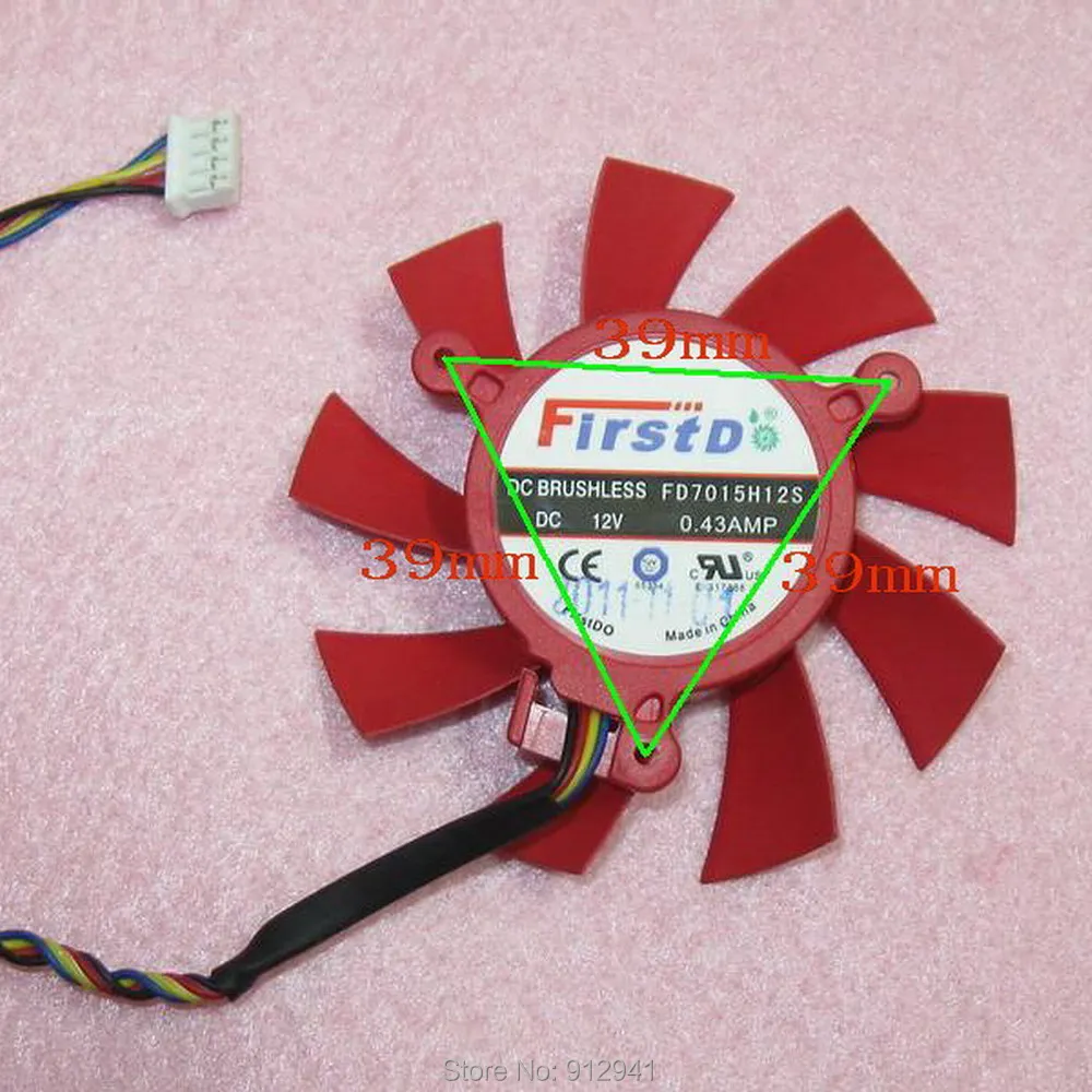 Вентилятор для охлаждения видеокарты R100b Firstdo FD7015H12S 65 мм 39 12 В 0 43 А 4 проводной
