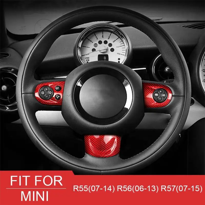 

Carbon Fiber Interior Trim Car Steering Wheel Button Cover Sticker for Mini Cooper R55 R56 R57