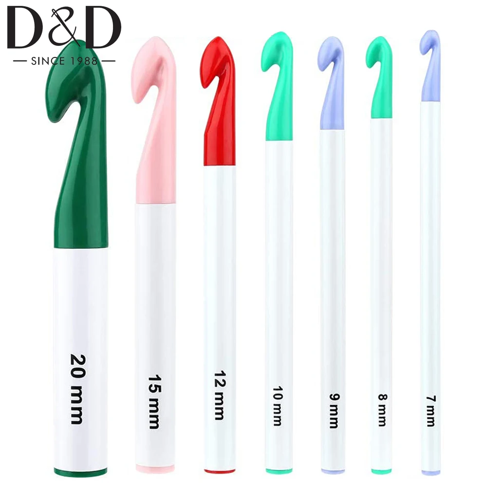 

7 Sizes Crochet Hooks Set 7mm-20mm Large Size Yarn Crochet Hooks for Sewing Yarn Wool Knitting Needles Weaving Craft Tools