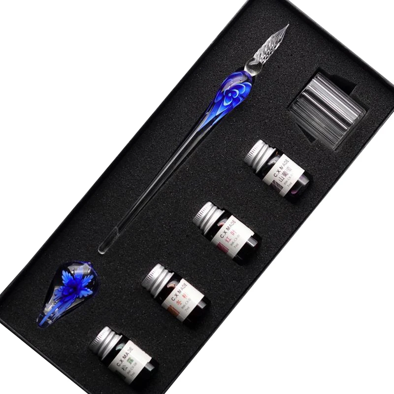 Стекло каллиграфия ручка кристалл стекло Dip чернила Ручка Набор неуглеродистые