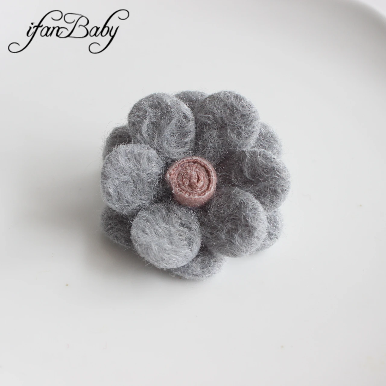 5 cm Filz-Wollblumen mit flacher Rückseite für Haarschmuck mit Lollipop in der Mitte – Detail 14