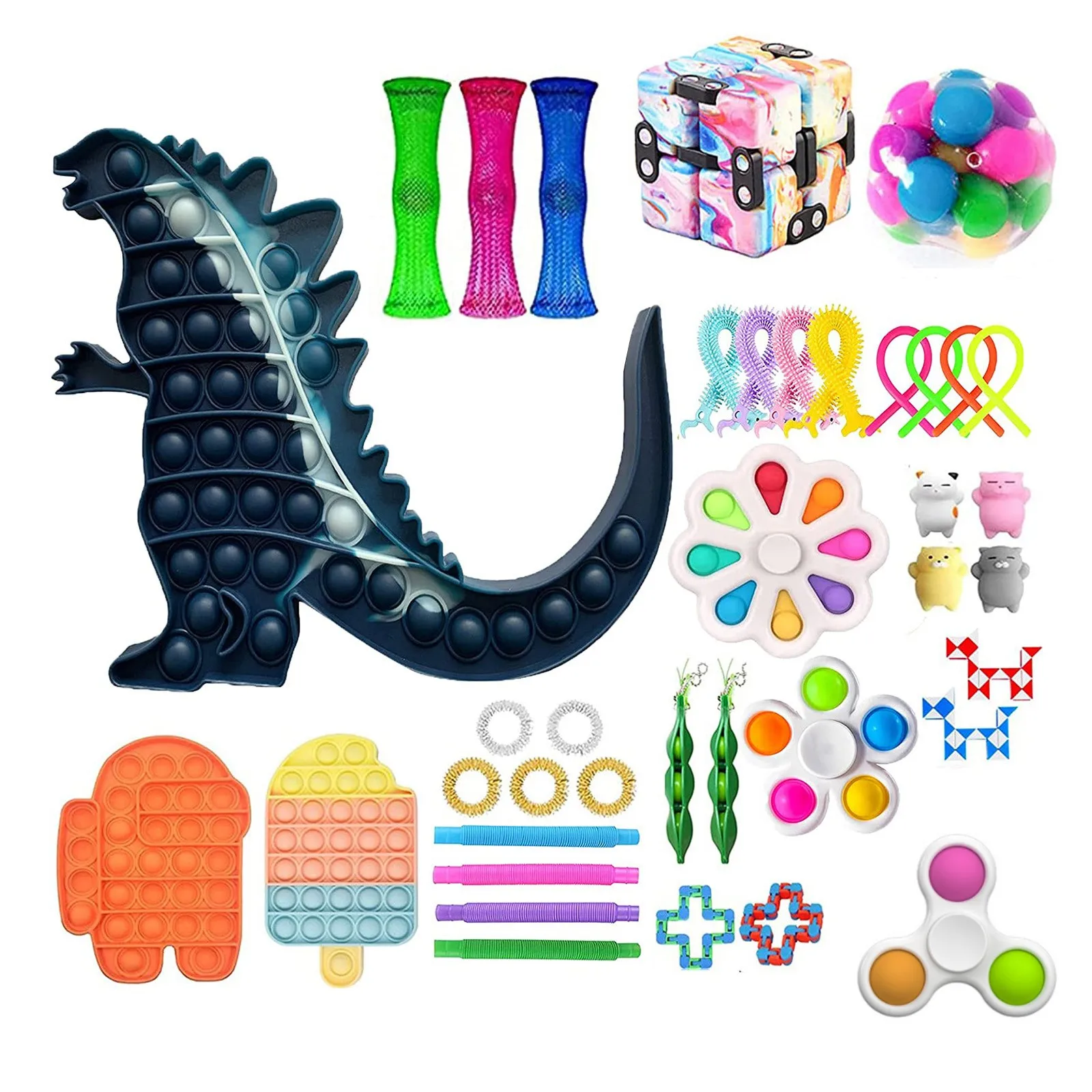 Juego de juguetes antiestr&eacute;s para ni&ntilde;os y adultos, juguete antiestr&eacute;s para aliviar el autismo, con burbujas de empuje y descompresi&oacute;n sensorial-5