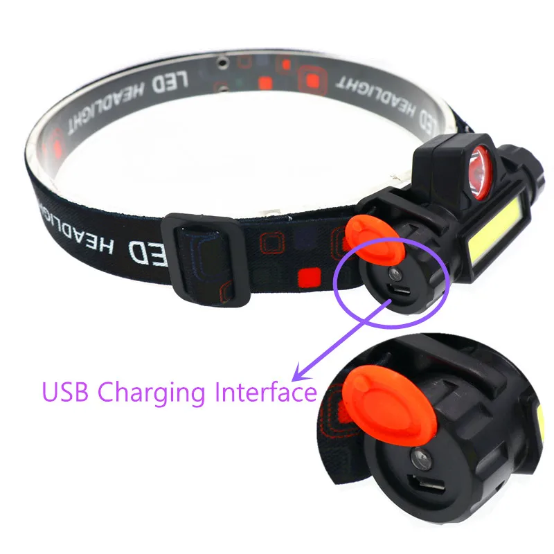 

Rechargeable LED Headlamp XPE+COB Work Light 2 lighting modes With tail magnet Detachable headlight For camping, adventure