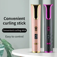 wireless automatic hair curler usb rechargeable hair curling iron portable lcd wave styling tool auto rotating curler home