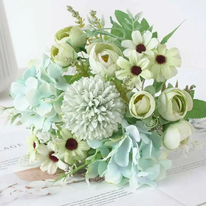 Искусственные шелковые цветы букет Буш Аранжировка для вечерние дома красочные